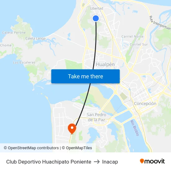 Club Deportivo Huachipato  Poniente to Inacap map