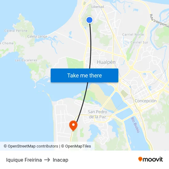 Iquique Freirina to Inacap map