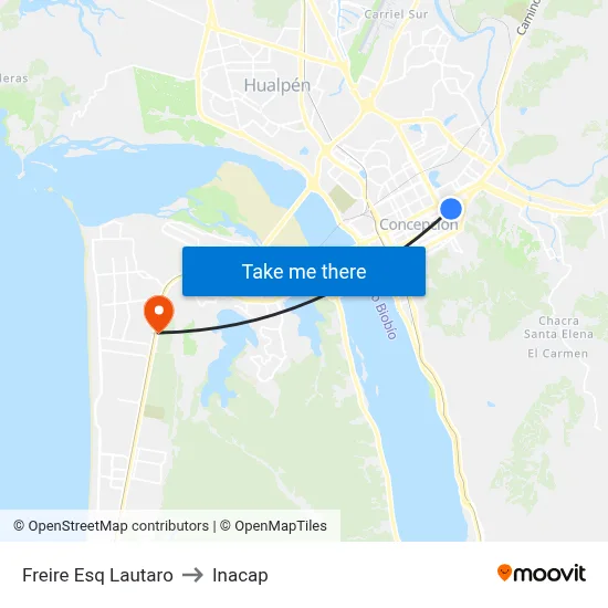 Freire Esq Lautaro to Inacap map