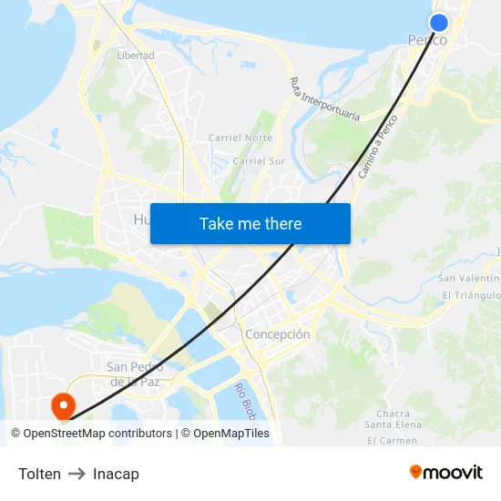 Tolten to Inacap map