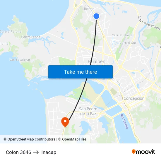 Colon 3646 to Inacap map