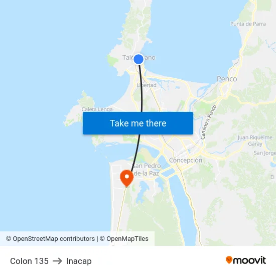 Colon 135 to Inacap map