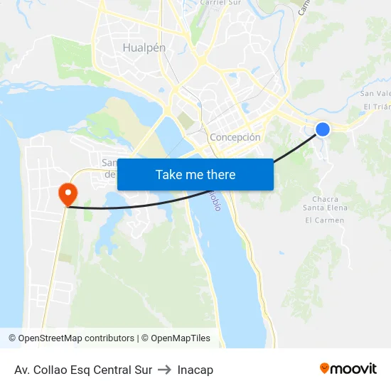 Av. Collao Esq Central  Sur to Inacap map
