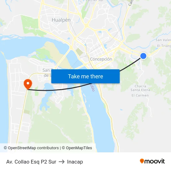Av. Collao Esq P2  Sur to Inacap map