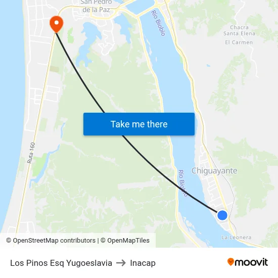 Los Pinos Esq Yugoeslavia to Inacap map