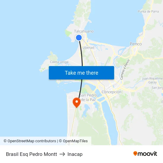 Brasil Esq Pedro Montt to Inacap map