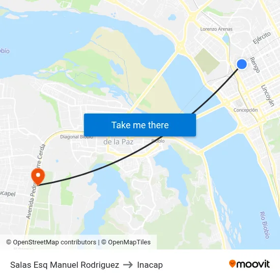 Salas Esq Manuel Rodriguez to Inacap map