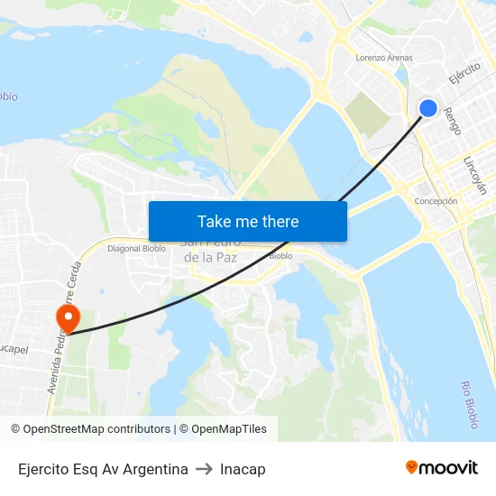 Ejercito Esq Av Argentina to Inacap map