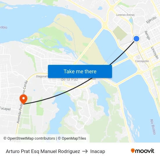 Arturo Prat Esq Manuel Rodriguez to Inacap map