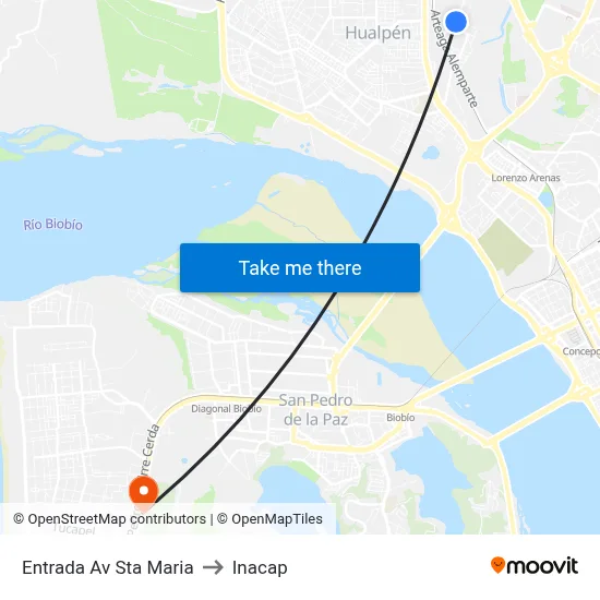 Entrada Av Sta Maria to Inacap map