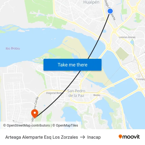 Arteaga Alemparte Esq Los Zorzales to Inacap map