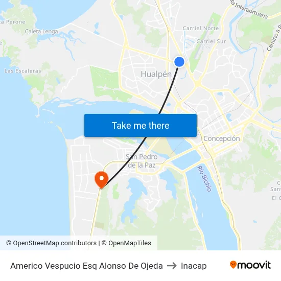 Americo Vespucio Esq Alonso De Ojeda to Inacap map