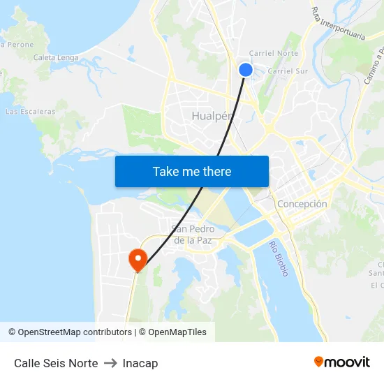 Calle Seis  Norte to Inacap map