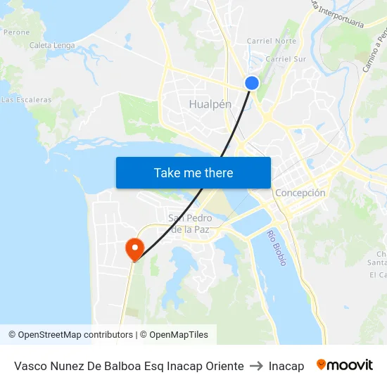 Vasco Nunez De Balboa Esq Inacap  Oriente to Inacap map
