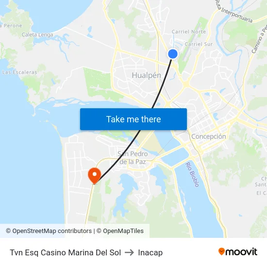 Tvn Esq Casino Marina Del Sol to Inacap map