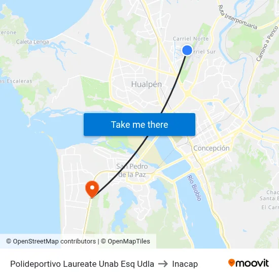 Polideportivo Laureate Unab Esq Udla to Inacap map