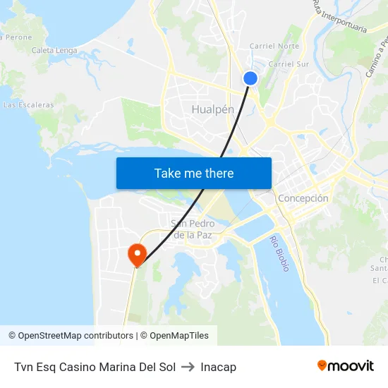 Tvn Esq Casino Marina Del Sol to Inacap map