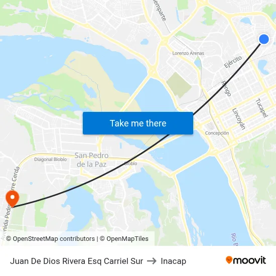 Juan De Dios Rivera Esq Carriel Sur to Inacap map