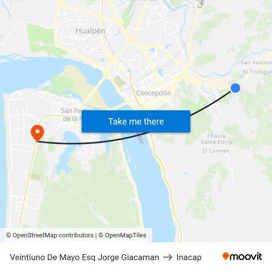 Veintiuno De Mayo Esq Jorge Giacaman to Inacap map