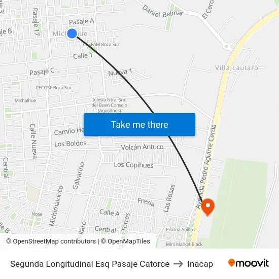 Segunda Longitudinal Esq Pasaje Catorce to Inacap map