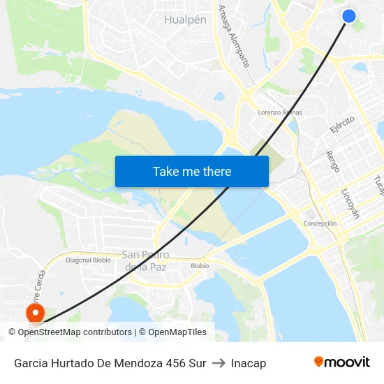 Garcia Hurtado De Mendoza 456  Sur to Inacap map