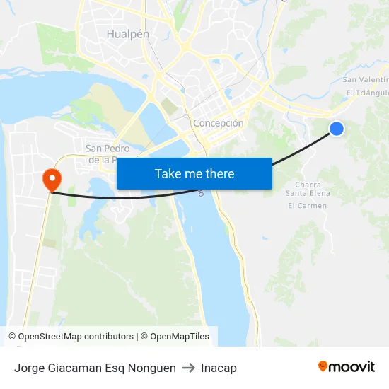 Jorge Giacaman Esq Nonguen to Inacap map