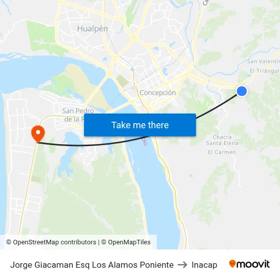 Jorge Giacaman Esq Los Alamos  Poniente to Inacap map
