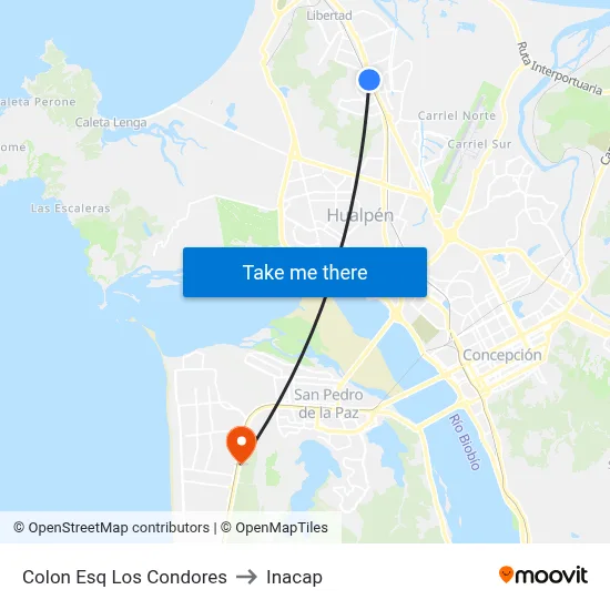 Colon Esq Los Condores to Inacap map