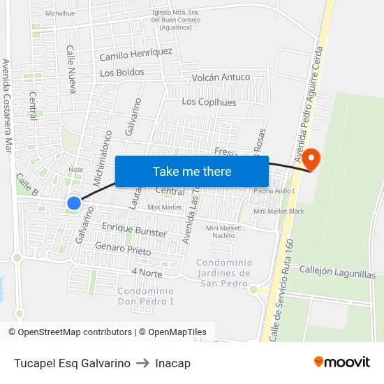 Tucapel Esq Galvarino to Inacap map