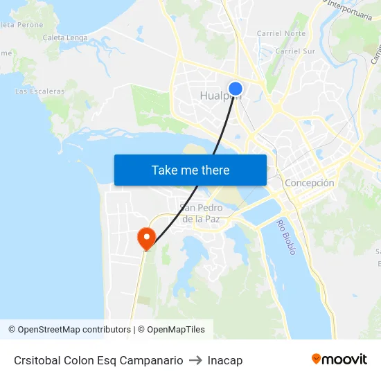 Crsitobal Colon Esq Campanario to Inacap map