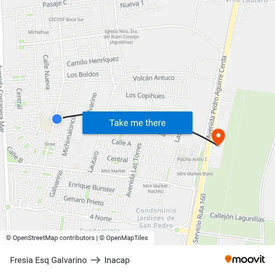Fresia Esq Galvarino to Inacap map