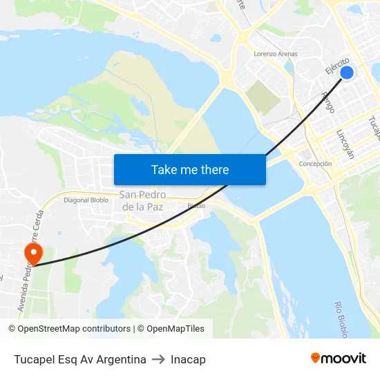 Tucapel Esq Av Argentina to Inacap map