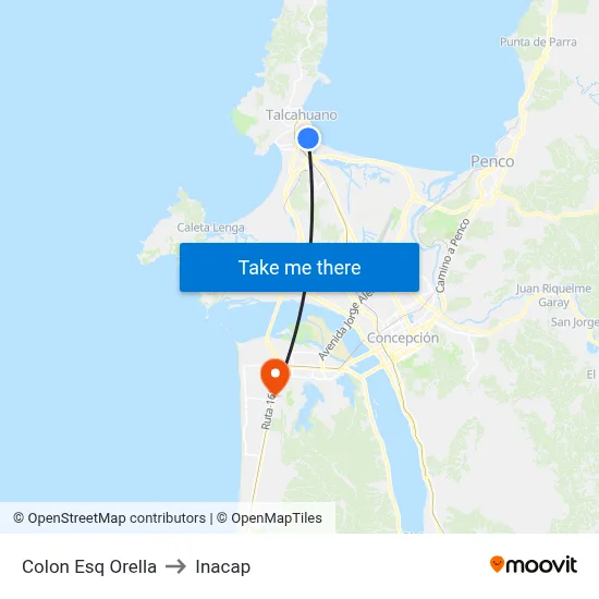Colon Esq Orella to Inacap map