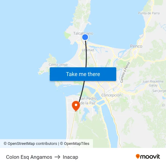 Colon Esq Angamos to Inacap map