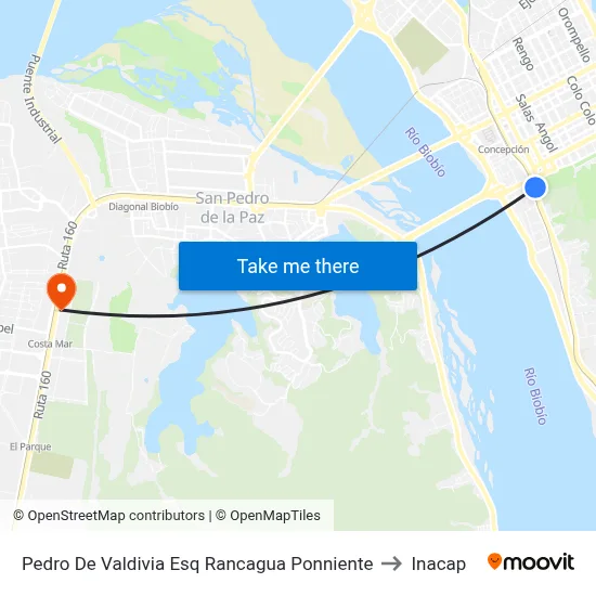Pedro De Valdivia Esq Rancagua  Ponniente to Inacap map