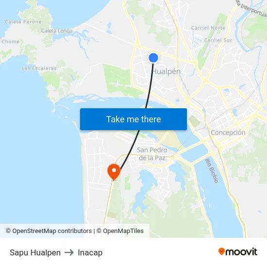 Sapu Hualpen to Inacap map