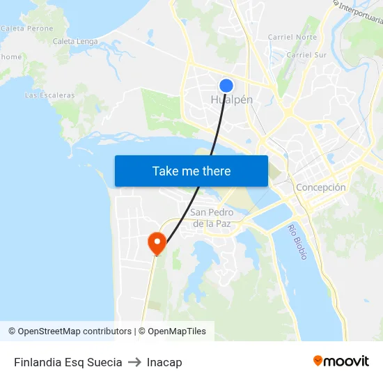 Finlandia Esq Suecia to Inacap map