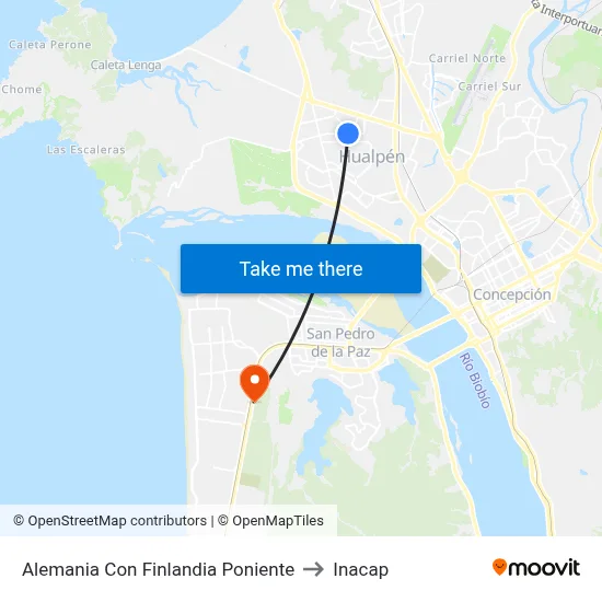 Alemania Con Finlandia  Poniente to Inacap map