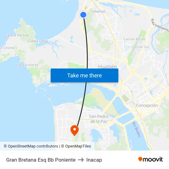 Gran Bretana Esq Bb  Poniente to Inacap map