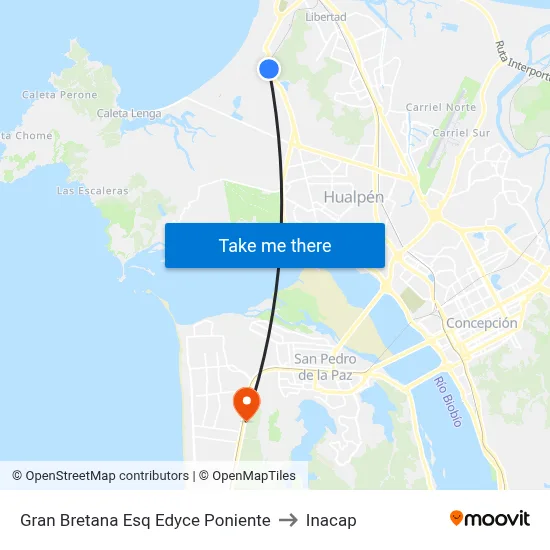 Gran Bretana Esq Edyce  Poniente to Inacap map