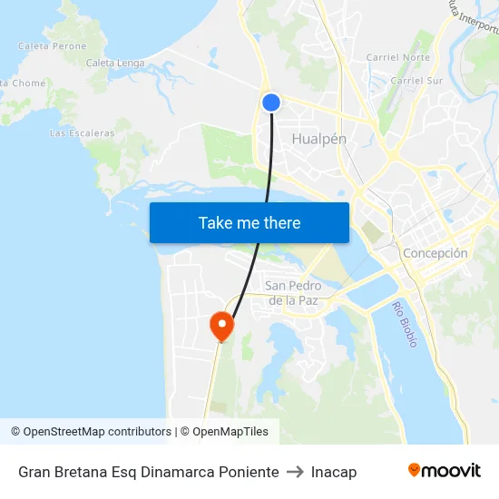 Gran Bretana Esq Dinamarca  Poniente to Inacap map