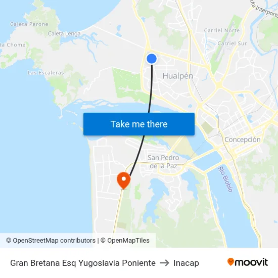 Gran Bretana Esq Yugoslavia  Poniente to Inacap map