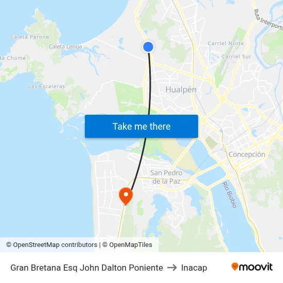 Gran Bretana Esq John Dalton  Poniente to Inacap map