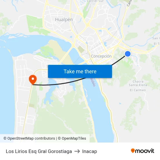 Los Lirios Esq Gral Gorostiaga to Inacap map