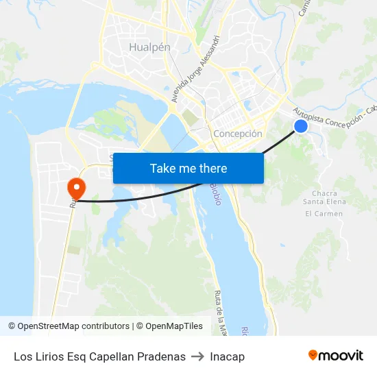 Los Lirios Esq Capellan Pradenas to Inacap map