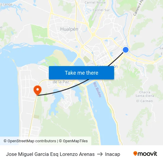 Jose Miguel Garcia Esq Lorenzo Arenas to Inacap map