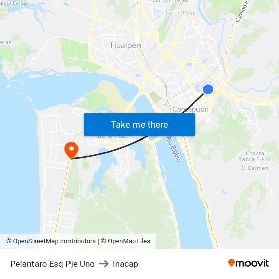 Pelantaro Esq Pje Uno to Inacap map