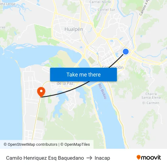 Camilo Henriquez Esq Baquedano to Inacap map