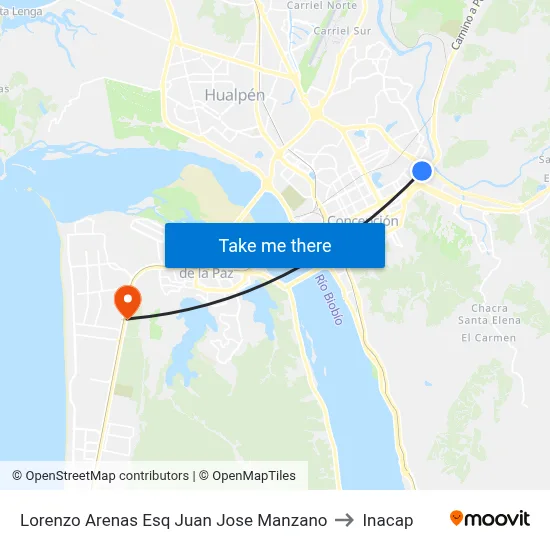 Lorenzo Arenas Esq Juan Jose Manzano to Inacap map