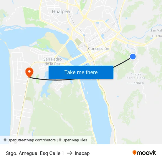 Stgo. Amegual Esq Calle 1 to Inacap map